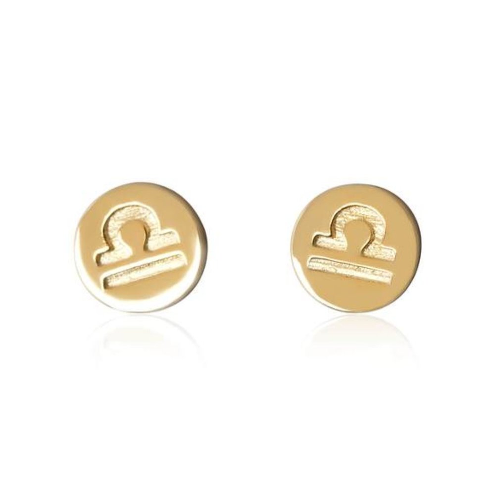 Sterling Silver Gold Plated LIBRA Zodiac Earrings
